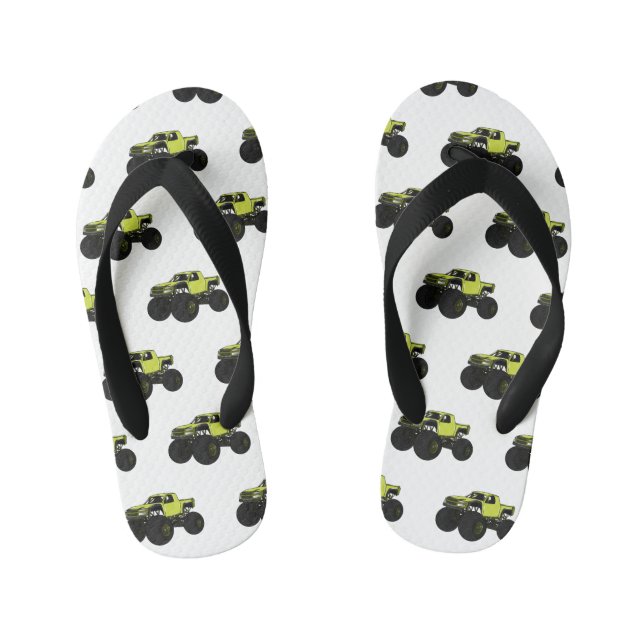 Chanclas Para Niños Ilustracion de personalizado de camión de monstruo (Plantilla)