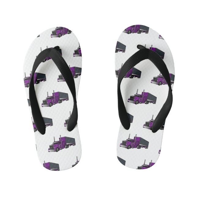 Chanclas Para Niños Ilustracion de personalizado de camiones semirremo (Plantilla)