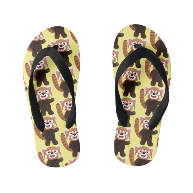 Chanclas Para Niños Ilustracion de personalizado de panda rojo (Plantilla)