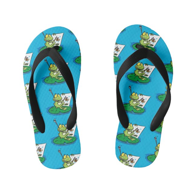 Chanclas Para Niños Ilustracion de personalizado de rana verde lindo (Plantilla)