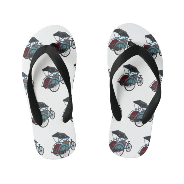 Chanclas Para Niños Ilustracion de personalizado de rickshaw en bicicl (Plantilla)