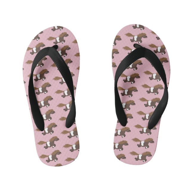 Chanclas Para Niños Ilustracion de personalizado del pony de Shetland  (Plantilla)