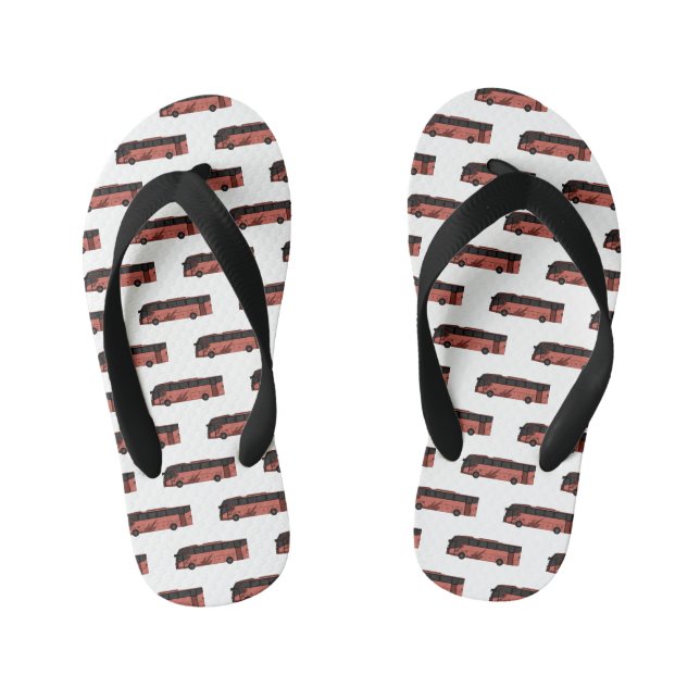 Chanclas Para Niños Ilustracion personalizado de autobús (Plantilla)