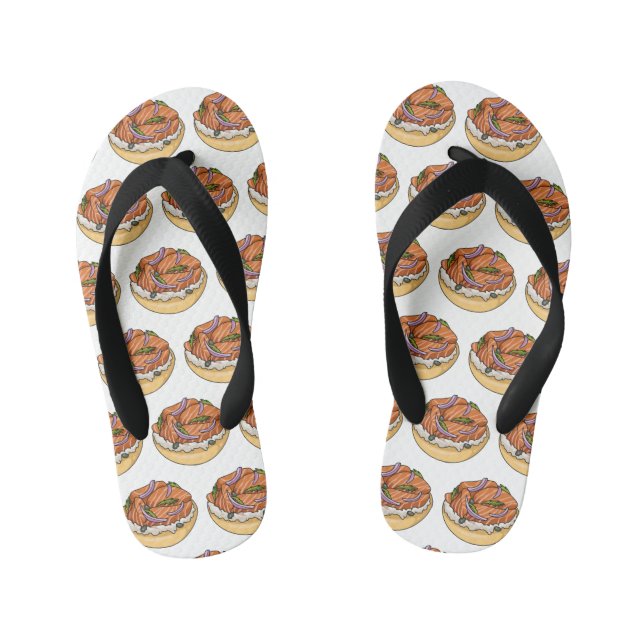 Chanclas Para Niños Ilustracion personalizado de bagel de Salmon (Plantilla)