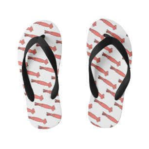 Chanclas Para Niños Ilustracion personalizado de calamar rosa feliz