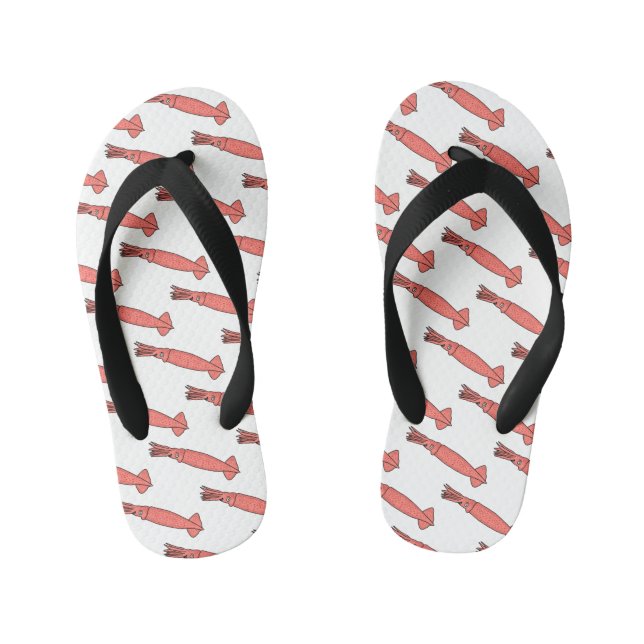 Chanclas Para Niños Ilustracion personalizado de calamar rosa feliz (Plantilla)