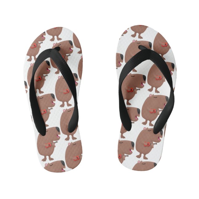 Chanclas Para Niños Ilustracion personalizado de capybara ukulele cant (Plantilla)