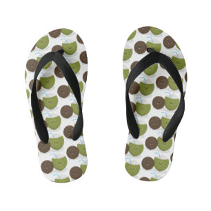 Chanclas Para Niños Ilustracion personalizado de cocos kawaii alegres