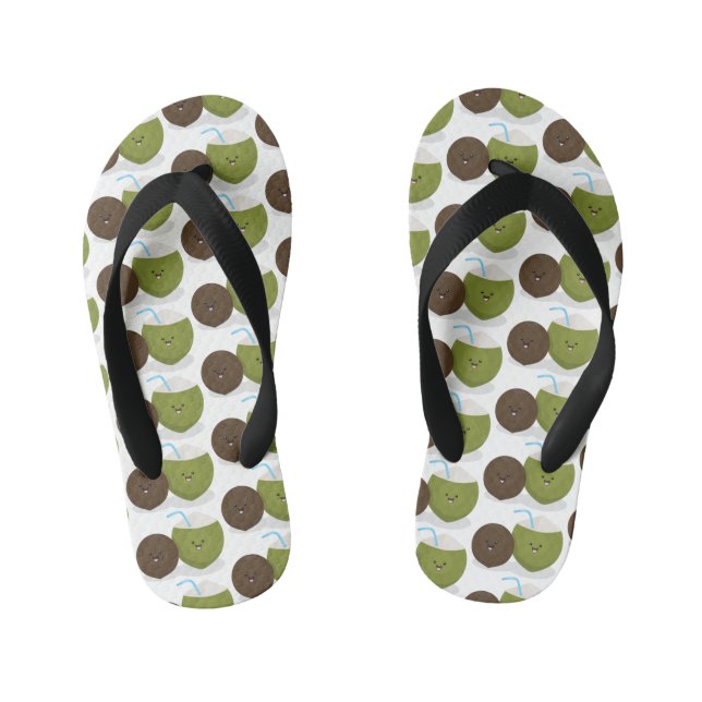 Chanclas Para Niños Ilustracion personalizado de cocos kawaii alegres (Plantilla)