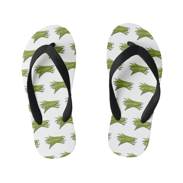 Chanclas Para Niños Ilustracion personalizado de frijol verde (Plantilla)