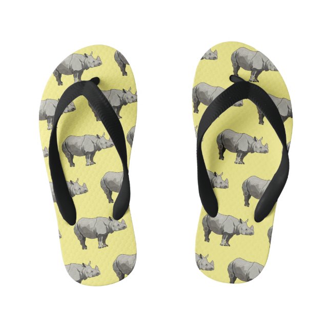 Chanclas Para Niños Ilustracion personalizado de Javan rhinoceros (Plantilla)