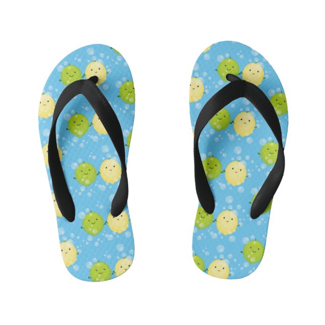 Chanclas Para Niños Ilustracion personalizado de lima de limón feliz (Plantilla)