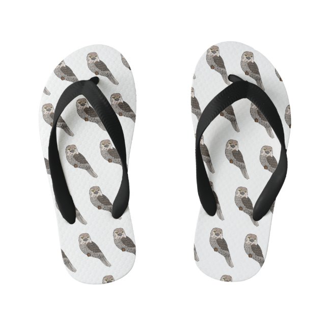 Chanclas Para Niños Ilustracion personalizado de pájaro de Tawny (Plantilla)