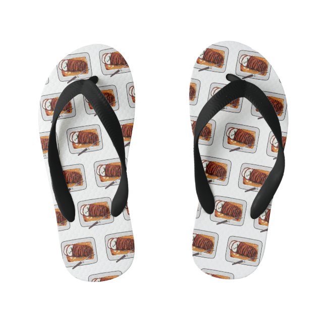 Chanclas Para Niños Ilustracion personalizado de pavo asado (Plantilla)