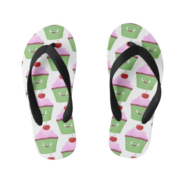 Chanclas Para Niños Ilustracion personalizado de quequitos alegres (Plantilla)