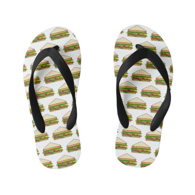 Chanclas Para Niños Ilustracion personalizado de sándwich (Plantilla)