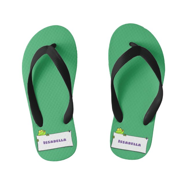 Chanclas Para Niños Ilustracion personalizado de señas de rana verde s (Plantilla)