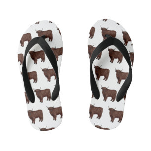 Chanclas Para Niños Ilustracion personalizado de vaca de Highland