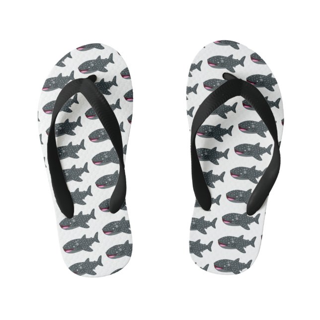 Chanclas Para Niños Ilustracion personalizado feliz de tiburón ballena (Plantilla)