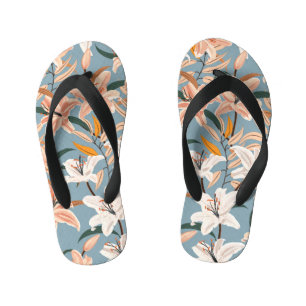 Chanclas Para Niños Impresión de cosecha azul de Lily Floral