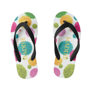Chanclas Para Niños Impresión de Pom Pom colorida personalizada