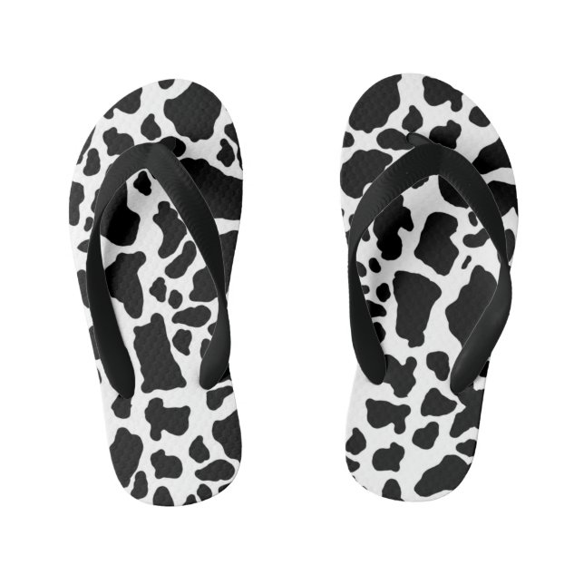 Chanclas Para Niños Impresión de vaca en blanco y negro (Plantilla)