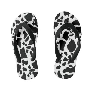 Chanclas Para Niños Impresión de vaca en blanco y negro