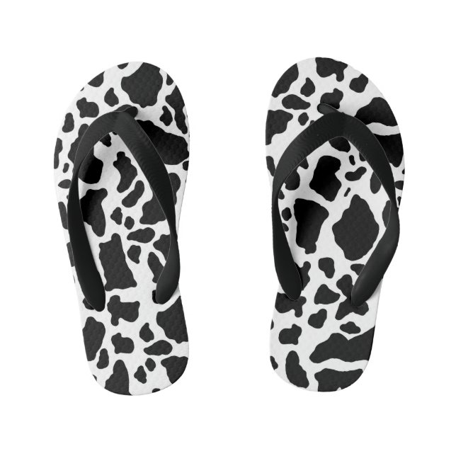 Chanclas Para Niños Impresión de vaca en blanco y negro (Plantilla)