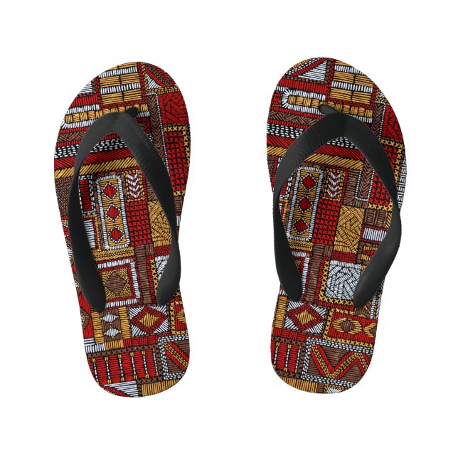 Chanclas Para Niños Impresión étnica bordada estilo de mosaico (Plantilla)
