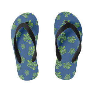 Chanclas Para Niños Impresión verde y azul de tortuga