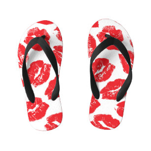 Chanclas Para Niños Imprint Kiss Red Lips: Vieja sin Marea