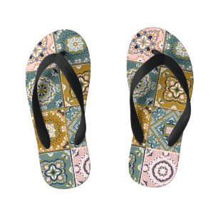 Chanclas Para Niños Indio de Talavera: Patchwork, mosaico étnico.