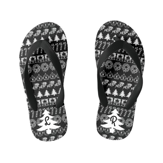 Chanclas Para Niños Iniciales | Patrón de Navidades Icónicos en blanco (Plantilla)