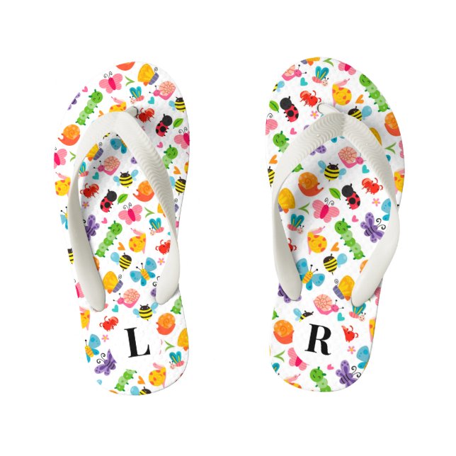 Chanclas Para Niños Insectos Cute Summertime (Plantilla)
