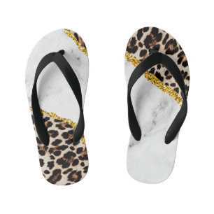 Chanclas Para Niños Interior de Leopardo de Lujo Piedra de Mármol Bril