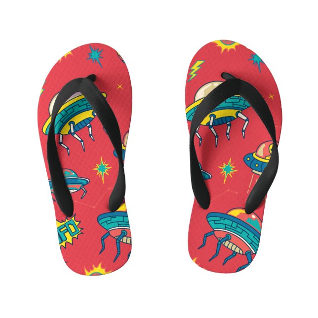 Chanclas Para Niños Invasores espaciales de OVNI retro (Plantilla)