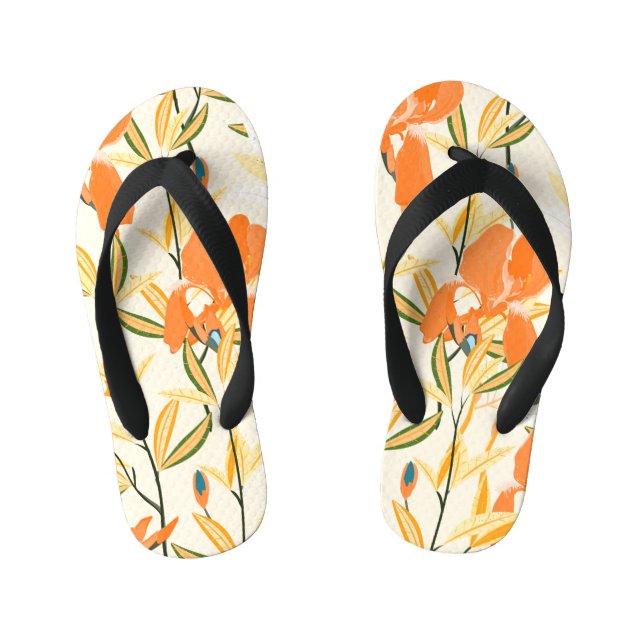 Chanclas Para Niños irisis naranja: patrón floral sin fisuras (Plantilla)