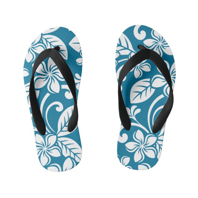 Chanclas Para Niños ISLAND PLUMERIA (AZUL CARIBEÑO)Par de Flip Flops (Plantilla)