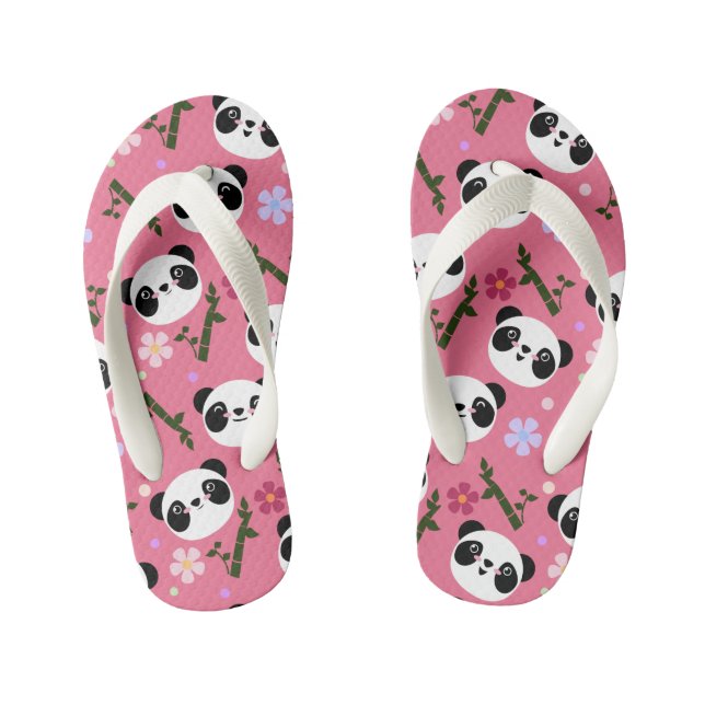 Chanclas Para Niños Kawaii Panda sobre rosa (Plantilla)