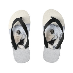 Chanclas Para Niños Keeshond Sleeping Pinting Pintura Original De Perr