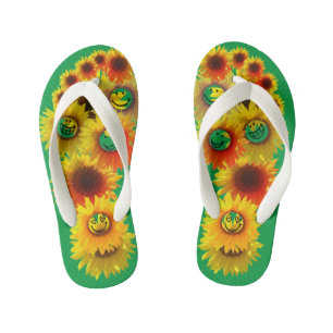 Chanclas Para Niños Kelly Green Kids Unisex Sunflower Flip Flops