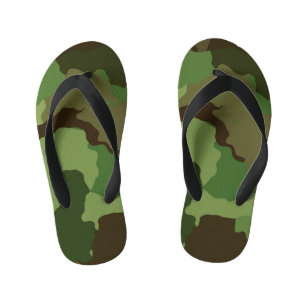 Chanclas Para Niños Kids Green Camouflage Flip Flops