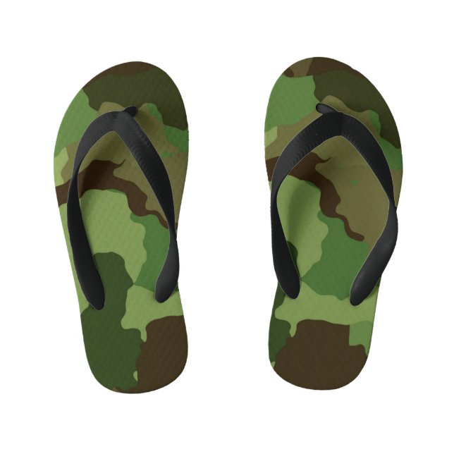 Chanclas Para Niños Kids Green Camouflage Flip Flops (Plantilla)