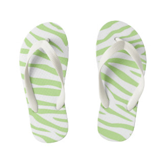 Chanclas Para Niños Kids Green Zebra Print Flip Flop