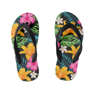 Chanclas Para Niños Kids Tropical Print Flip Flops