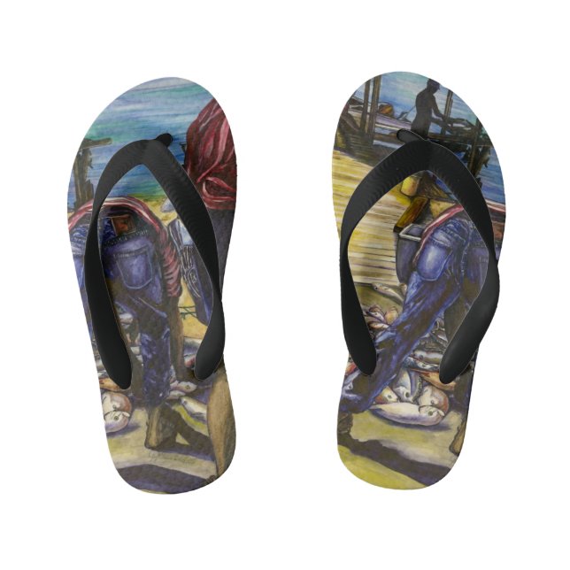 Chanclas Para Niños La Captura de la Mañana, Isla del Puerto, Bahamas (Plantilla)