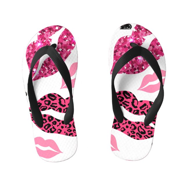 Chanclas Para Niños Labios brillantes: Patrón de moda Leopard (Plantilla)