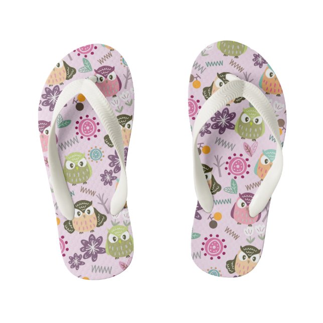 Chanclas Para Niños Lechuza Rosa. Flip Flops de niños (Plantilla)