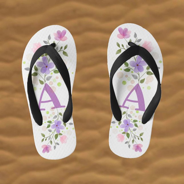 Chanclas Para Niños Letra inicial A más diseño floral (Subido por el creador)