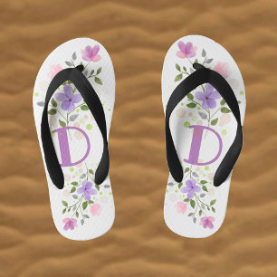 Chanclas Para Niños Letra inicial D Plus Diseño floral